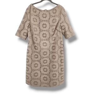 Adrianna Papell Crochet Lace Shift Dress Sand Beige Size‎ 16 New